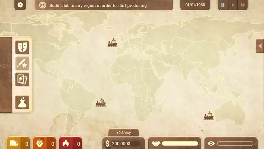 The Chairman gameplay — world map with smuggling routes